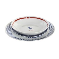 Dinnerware Set DKD Home Decor Porcelain Red Blue White 27 x 27 x 3 cm 18 Pieces