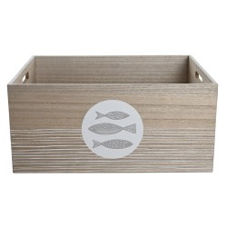 Boîte Décorative DKD Home Decor Naturel Bois MDF Spirales méditerranéen 50 x 40 x 22,5 cm