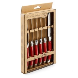 Messerset Lou Laguiole Rustic Fleischwaren Rot Metall 6 Stück