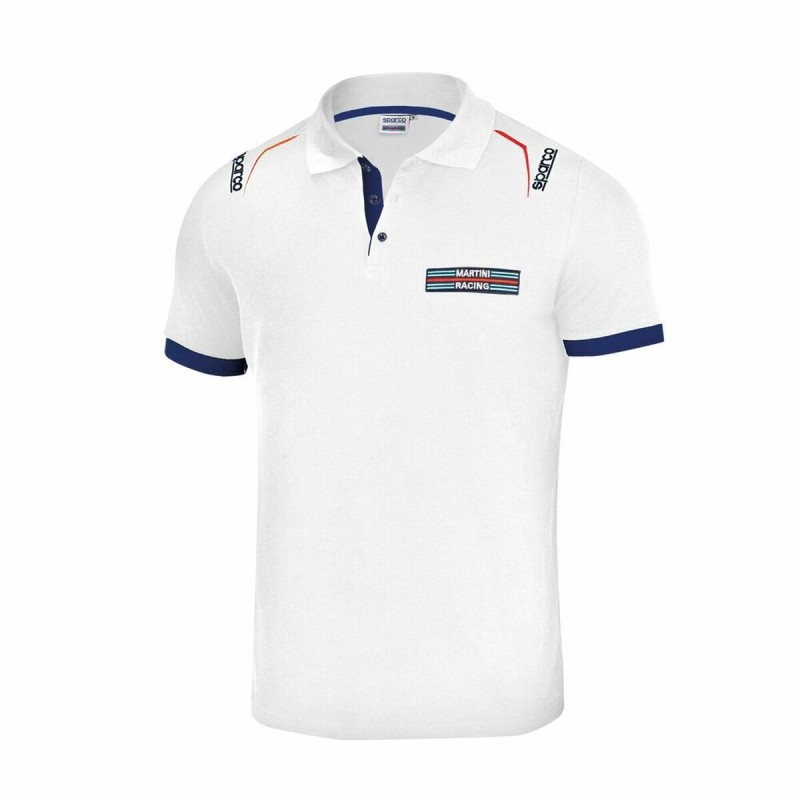 Herren Kurzarm-Poloshirt Sparco Martini Racing Weiß XL