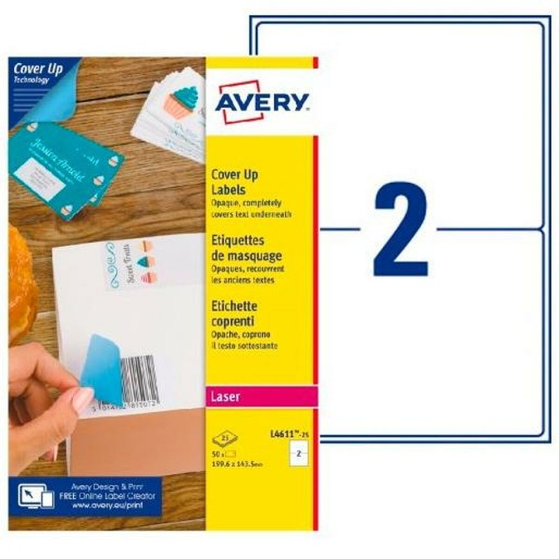 Drucker-Etiketten Avery L4611 Weiß 25 Blatt 199,6 x 143,5 mm (5 Stück)