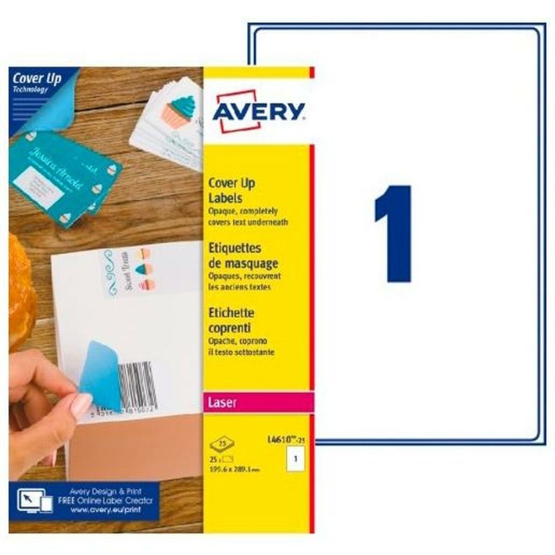 Etiquettes pour Imprimante Avery L4610 Blanc 25 Volets 199,6 x 289,1 mm (5 Unités)