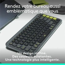 Clavier sans fil Logitech Pop Icon Keys Gris foncé AZERTY