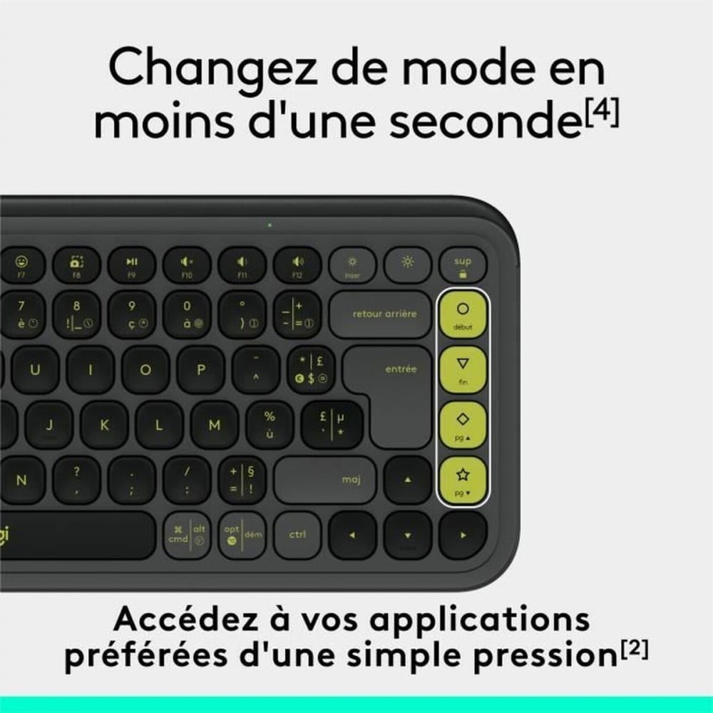 Clavier sans fil Logitech Pop Icon Keys Gris foncé AZERTY