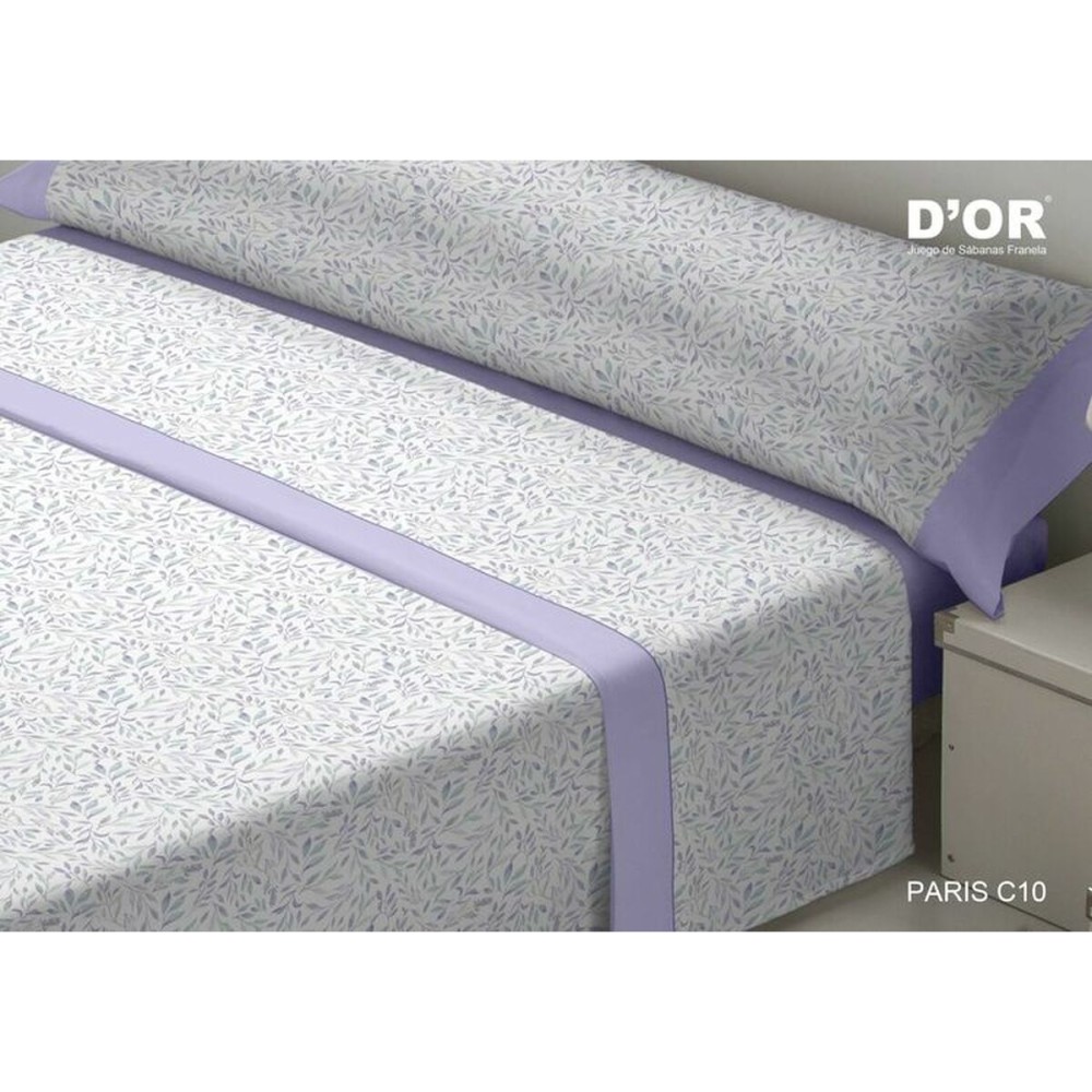 Jeu de draps D'Or PARIS Mauve Gran lit 2 persones Franela