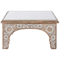 Centre Table DKD Home Decor 81 x 81 x 45 cm Crystal Aluminium Mango wood