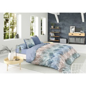 Housse de Couette Pierre Cardin SCOTT Bleu 144 Fils 150 x 230 cm