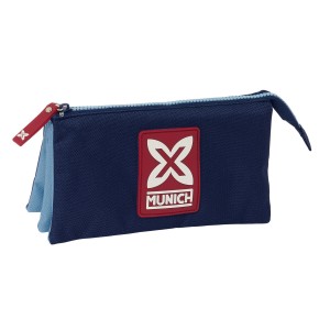 Trousse Fourre-Tout Triple Munich Royal Bleu 22 x 12 x 3 cm