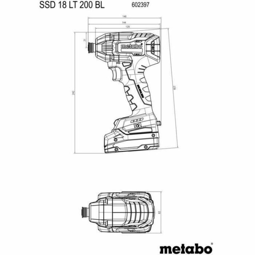 Screwdriver Metabo SSD 18 LT 200 BL 200 Nm