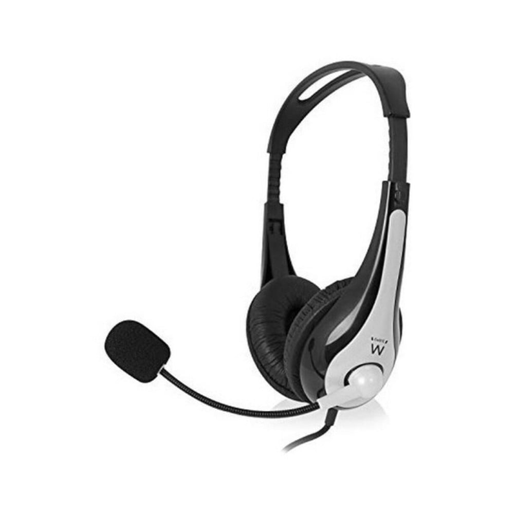 Headphones with Microphone Ewent EW3562 Black Silver