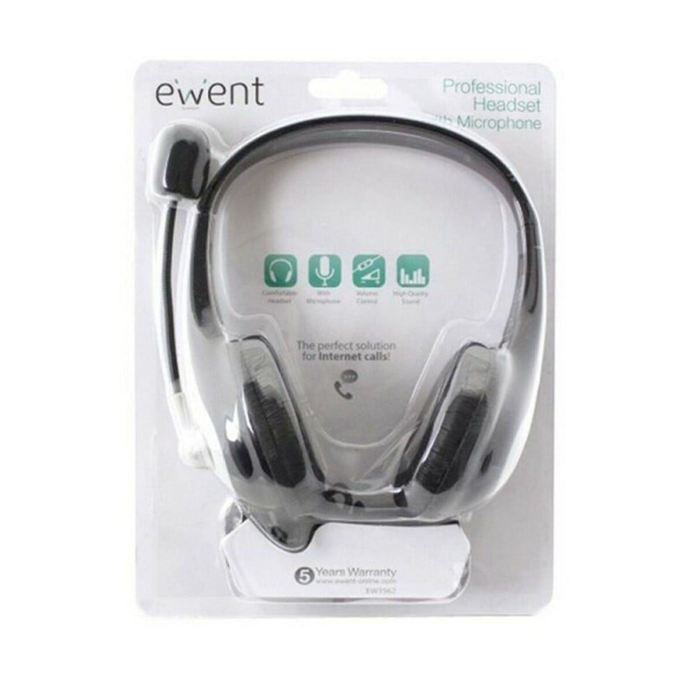 Headphones with Microphone Ewent EW3562 Black Silver