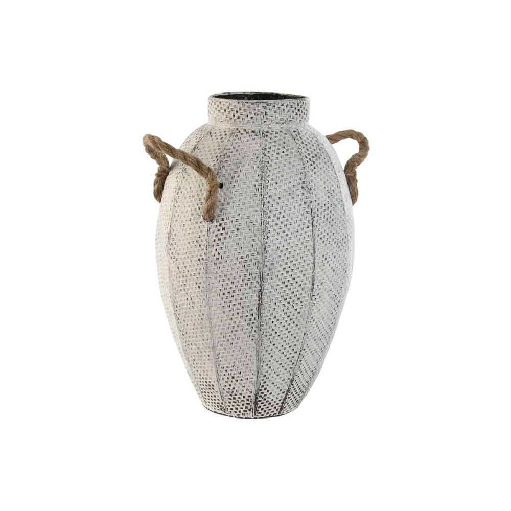 Vase Home ESPRIT Blanc Métal Corde 20 x 20 x 33 cm