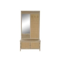 Meuble d'Entrée Home ESPRIT Naturel Rotin Bois de paulownia Miroir 92 x 40 x 181 cm