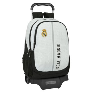 Schulrucksack mit Rädern Real Madrid C.F. 24/25 Weiß Grau 32 x 44 x 16 cm