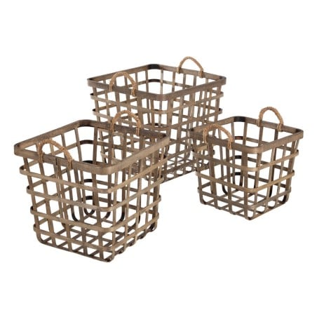 Lot de paniers 42 x 42 x 37 cm Naturel Bambou (3 Pièces)