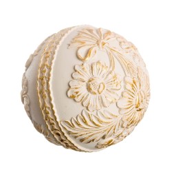 Balls Decoration Golden White 10 x 10 x 10 cm (8 Units)