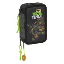 Dreifaches Federmäppchen Teenage Mutant Ninja Turtles Schwarz Grau 12,5 x 19,5 x 5,5 cm 36 Stücke