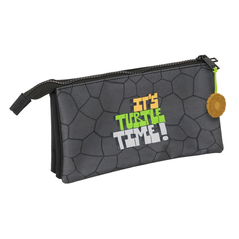 Trousse Fourre-Tout Triple Teenage Mutant Ninja Turtles Noir Gris 22 x 12 x 3 cm