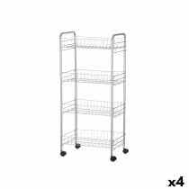 Chariot à légumes Kinvara W4117-1-S Argenté Métal polypropylène Plastique 37 x 27 x 82,5 cm (4 Unités)