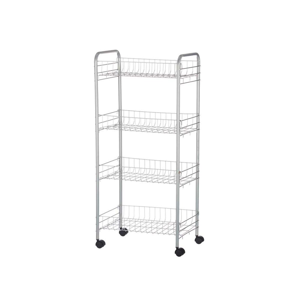 Vegetable trolley Kinvara W4117-1-S Silver Metal polypropylene Plastic 37 x 27 x 82,5 cm (4 Units)