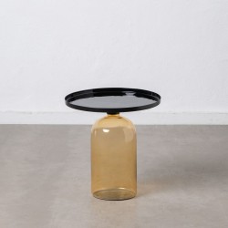 Side table 45 x 45 x 47 cm Crystal Black Metal Amber