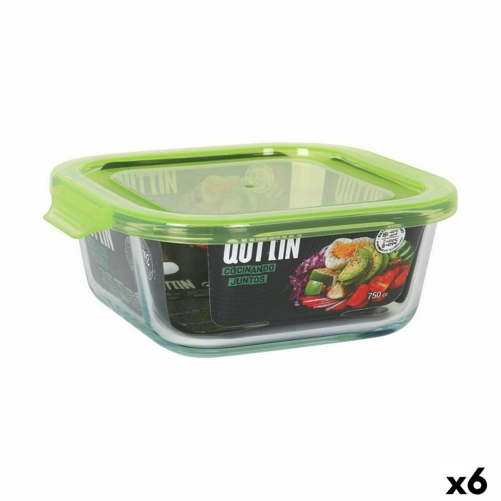 Viereckige Lunchbox mit Deckel Quttin grün 750 ml (6 Stück)