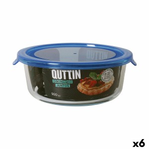 Round Lunch Box with Lid Quttin Blue 900 ml (6 Units)