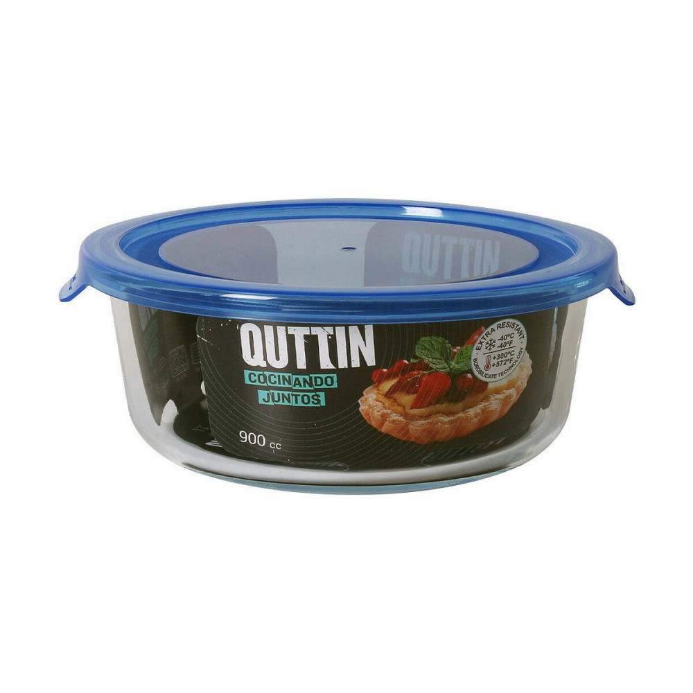 Round Lunch Box with Lid Quttin Blue 900 ml (6 Units)