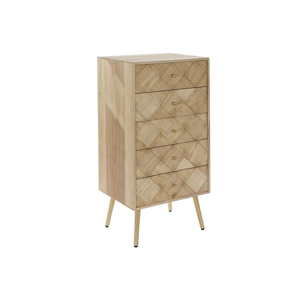 Caisson à Tiroirs DKD Home Decor   Marron Clair Métal Pin Bois de paulownia Naturel Moderne 45 x 35 x 93 cm