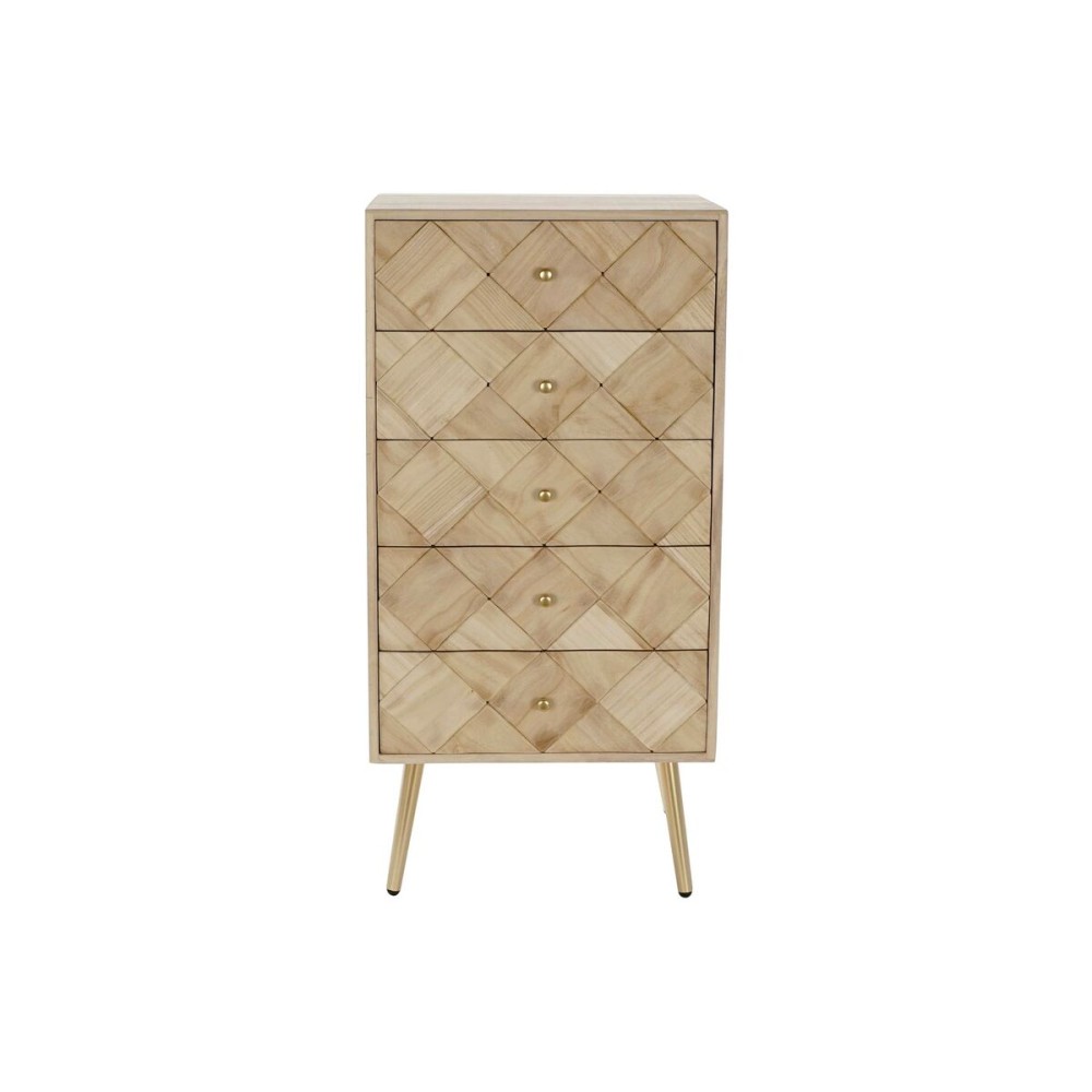 Chest of drawers DKD Home Decor   Light brown Metal Pinewood Paolownia wood Natural Modern 45 x 35 x 93 cm