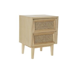 Nightstand DKD Home Decor Natural Rattan Paolownia wood (43 x 33,7 x 56 cm)