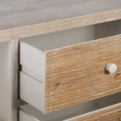 Meuble d'Entrée avec Tiroirs COUNTRY 90 x 35 x 80 cm Naturel Blanc Bois d'épicéa Bois MDF