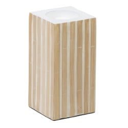 Bougeoir Beige Bambou Bois MDF 10,5 x 10,5 x 21 cm