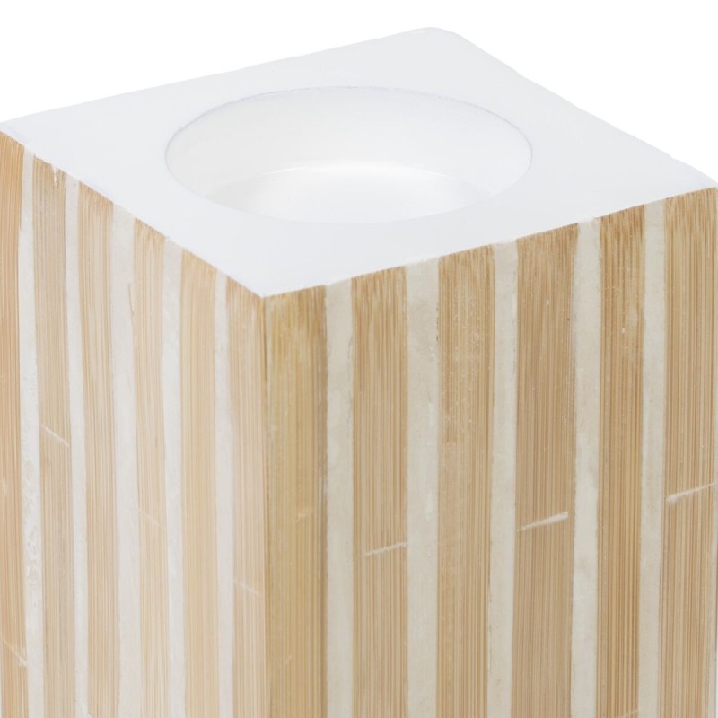 Bougeoir Beige Bambou Bois MDF 10,5 x 10,5 x 21 cm