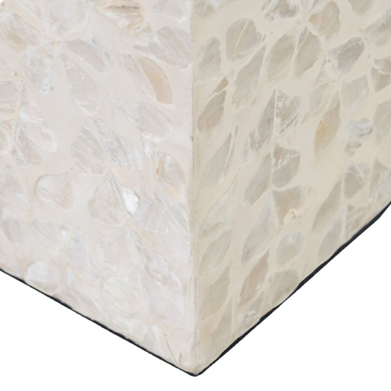 Bougeoir Beige Nacre noire Bois MDF 10,5 x 10,5 x 21 cm