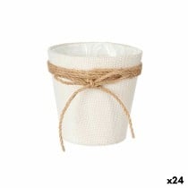 Cache-pot Ibergarden WY18-71 Blanc Marron Tissu Corde Plastique Lien 14 x 12,5 x 14 cm 14 x 14 x 14 cm (24 Unités)