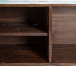 Buffet Bleu Métal Bois Marron 120 x 40 x 80 cm