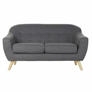 Zweisitzer-Sofa DKD Home Decor 8424001799428 Grau Bunt natürlich Holz Kautschukholz Scandi 146 x 72 x 82 cm