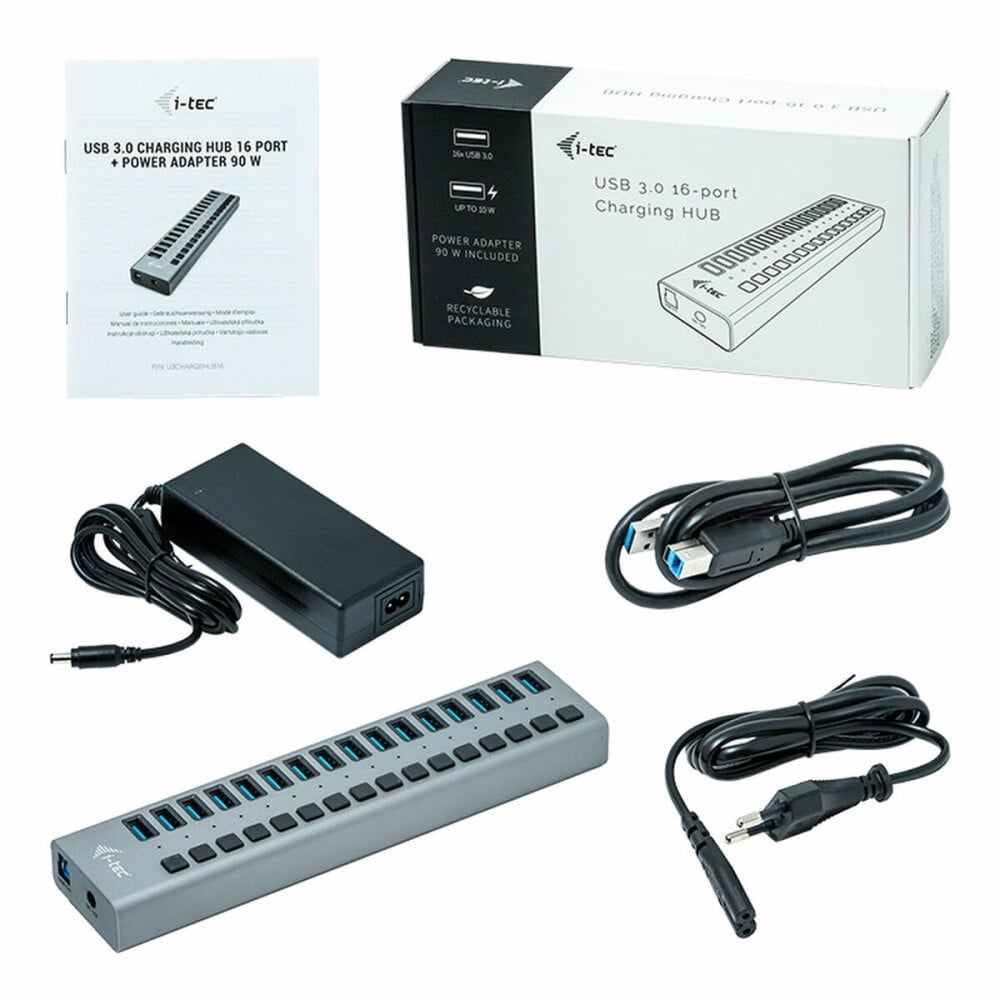 Hub USB i-Tec U3CHARGEHUB16 Gris 90 W