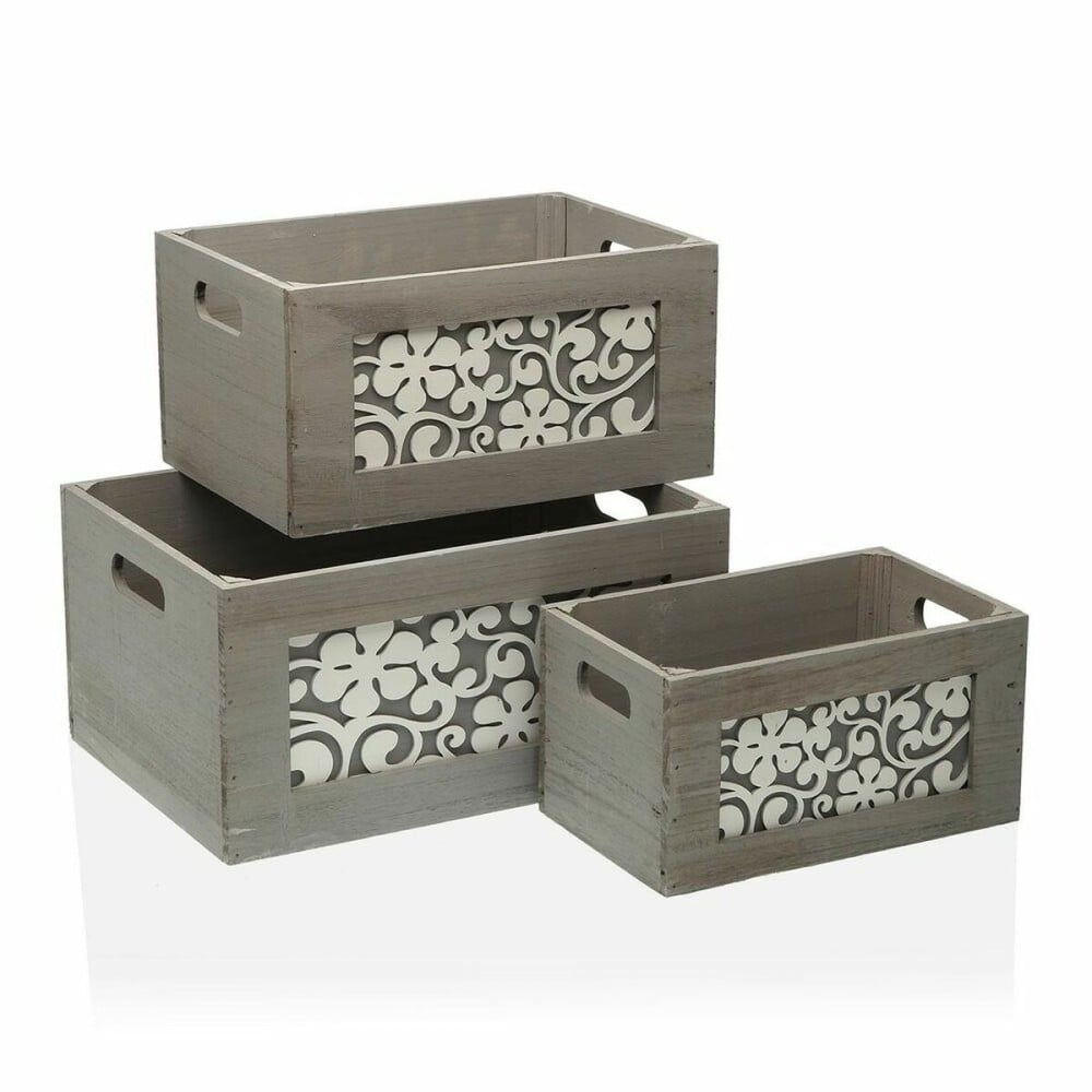 Set of Stackable Organising Boxes Versa Wood (26 x 18 x 36 cm)