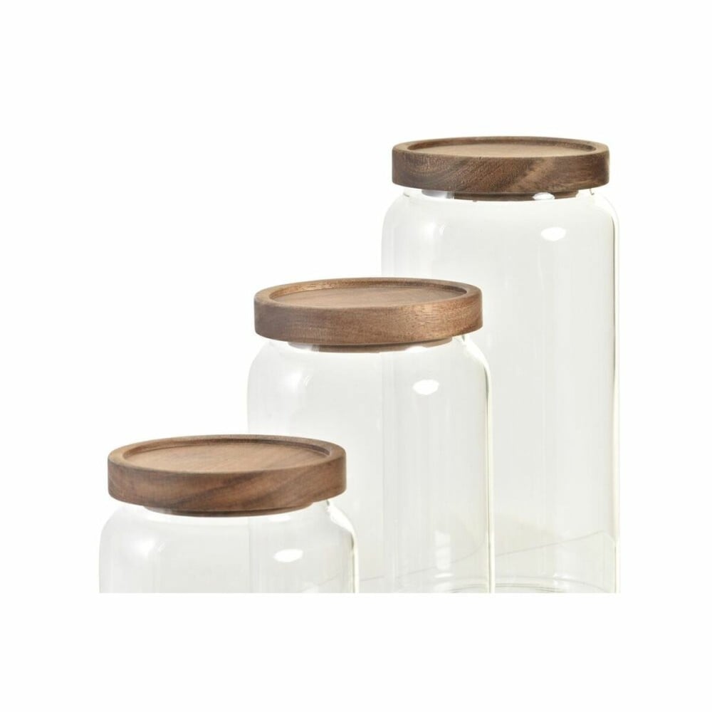 3 Tubs DKD Home Decor Acacia Borosilicate Glass (1 L) (400 ml) (700 ml) (3 Pieces)