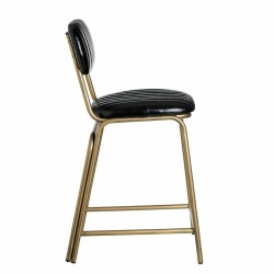 Stool 42 x 49 x 88 cm Black Golden Metal Polyurethane