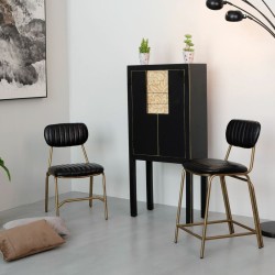 Hocker 42 x 49 x 88 cm Schwarz Gold Metall Polyurethan