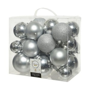 Christmas Baubles Decoris Silver Shiny (26 Pieces)