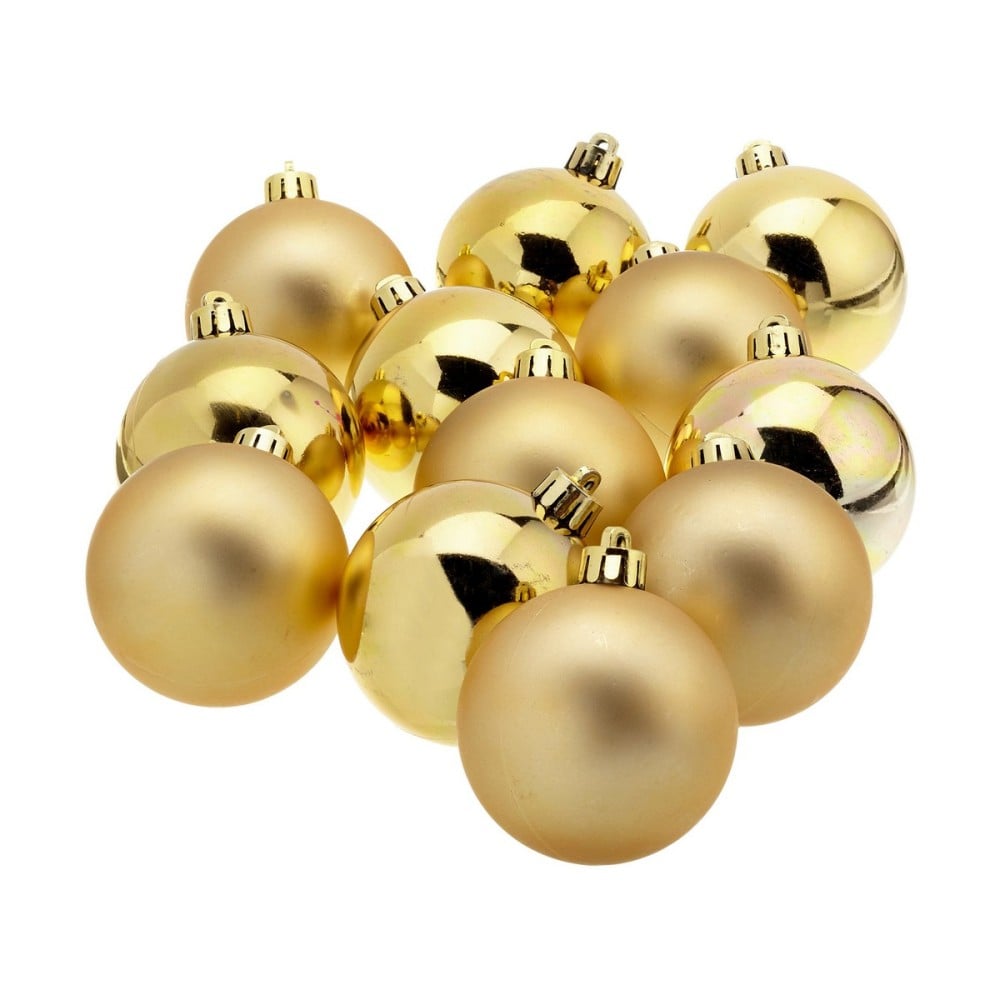 Christmas Baubles Decoris Golden Plastic 12 Units