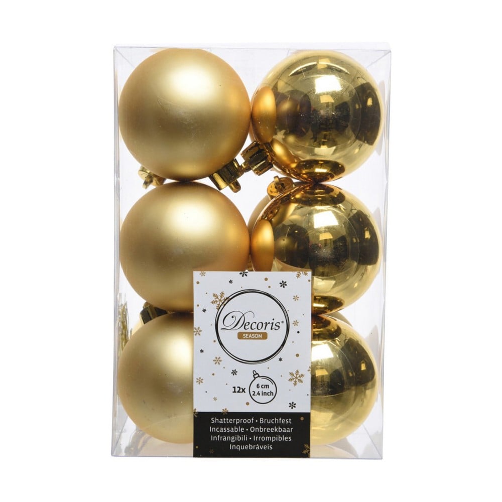 Christmas Baubles Decoris Golden Plastic 12 Units