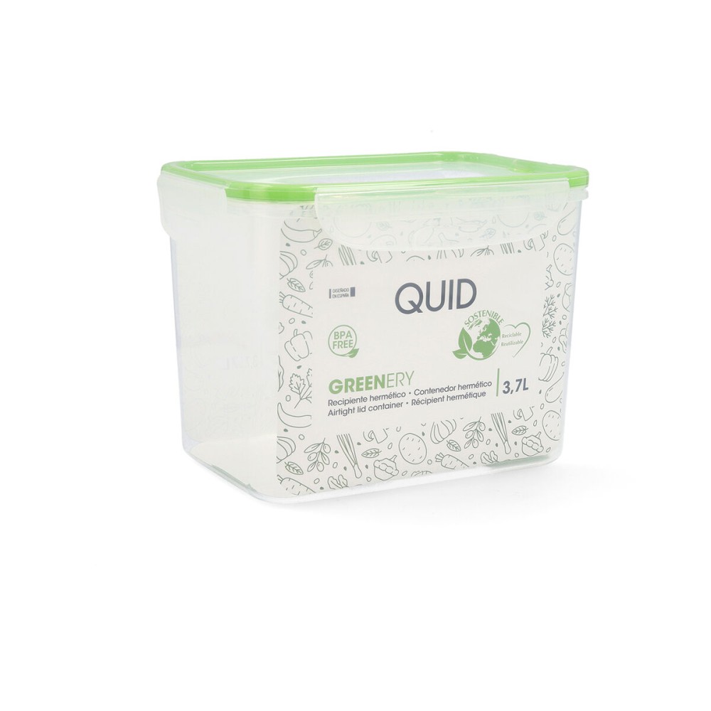 Hermetic Lunch Box Quid Greenery Transparent Plastic (3,7 L) (Pack 4x)