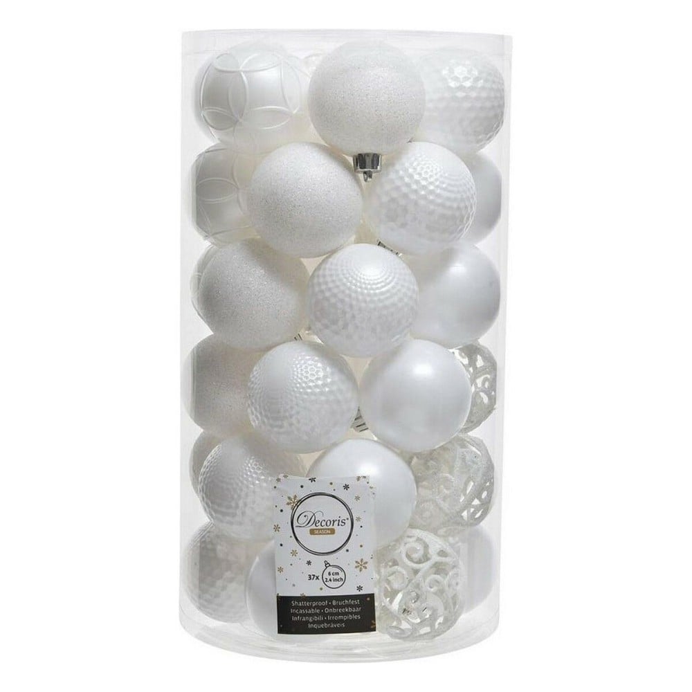 Christmas Baubles Decoris White Plastic