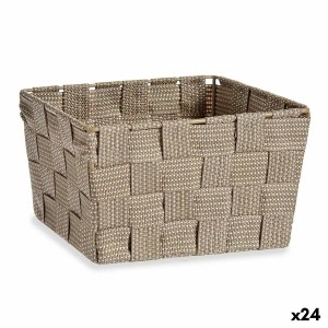 Panier Multi-usages Kipit A3-6878 Marron Tissu 15 x 11 x 20 cm Tressée (24 Unités)