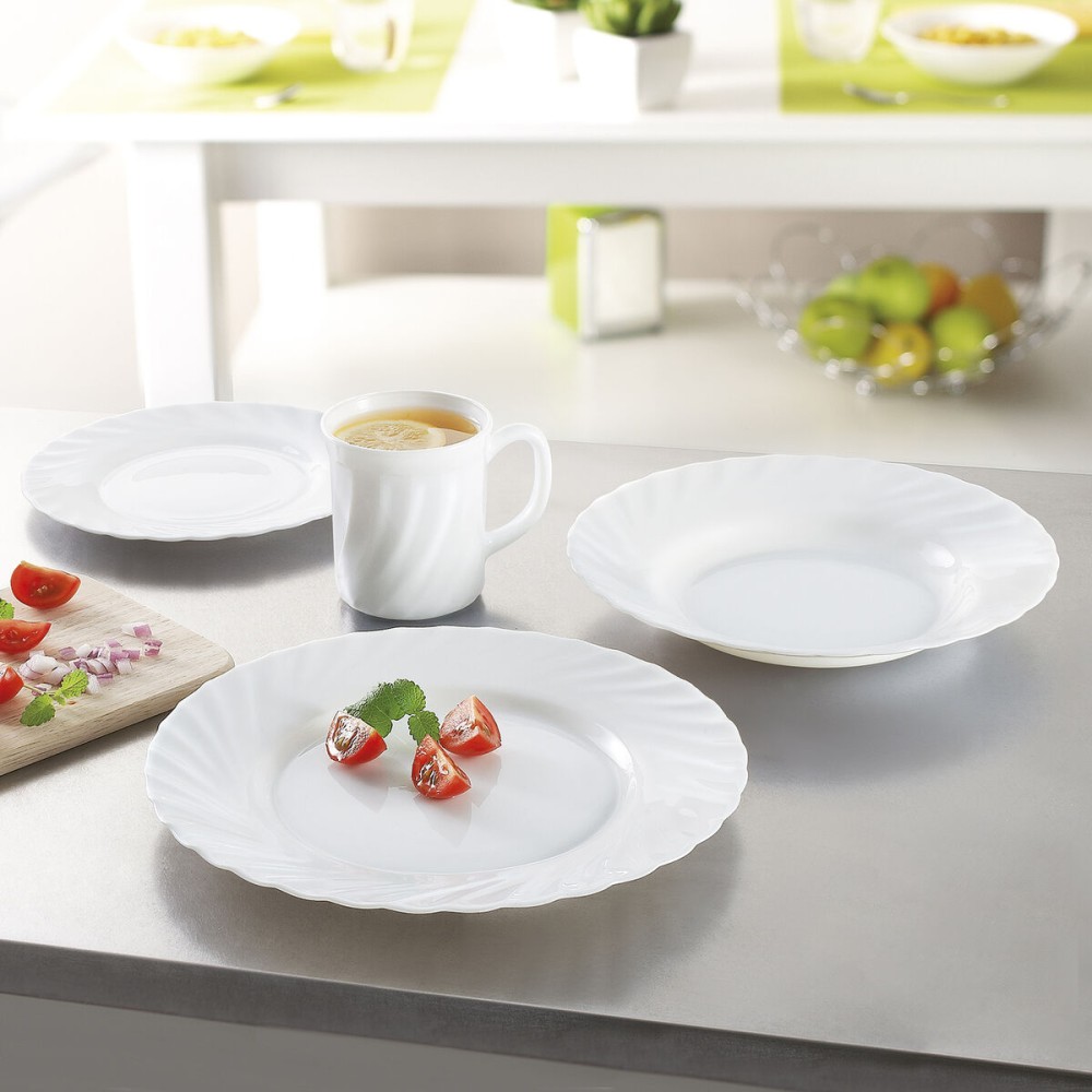 Serving Platter Luminarc Trianon White Glass (Ø 35 cm) (6 Units)